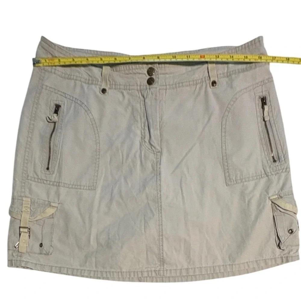 Faded Glory Originals Khaki Cargo Mini Skirt Washed Stone Cotton Size 10 Missy - Picture 4 of 5